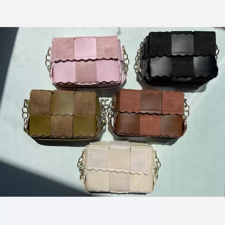 کیف چرم و مخمل مدل شطرنجی